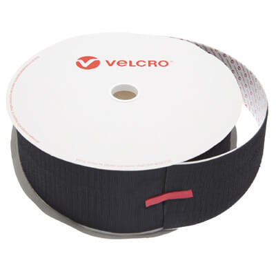 100mm VELCRO Brand Black PS14 Self Adhesive - Hook 25m Roll