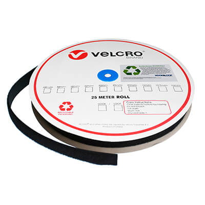 25mm VELCRO Brand ECO Recycled Content Sew-on LOOP 03P - Black
