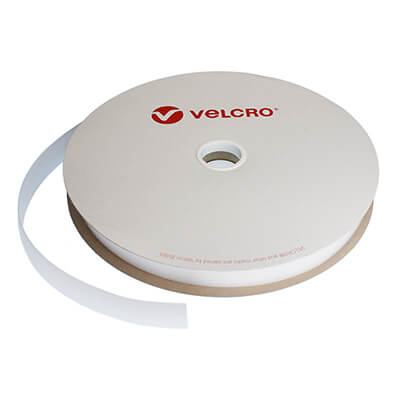 VELCRO Brand 25mm White Sew On Hook Tape 25m