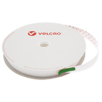 25mm VELCRO® Brand White PS18 Acrylic Self Adhesive - Hook 25m Roll
