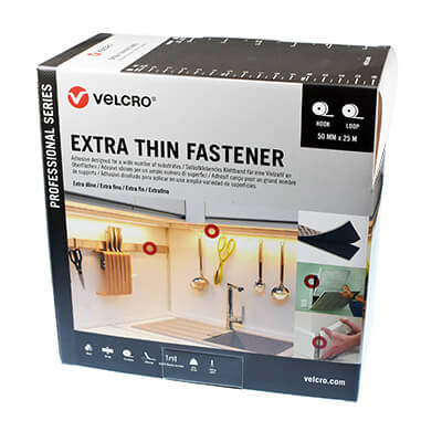 VELCRO Brand Extra Thin Stick On Fastener 50mm x 25m White