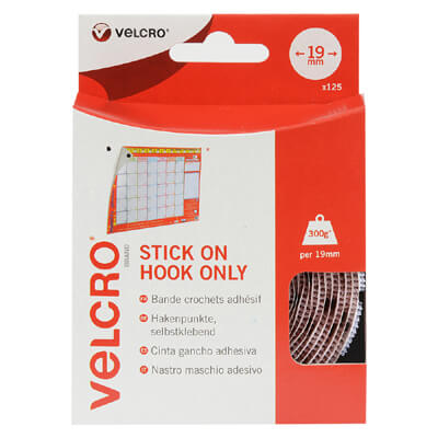 VELCRO Brand 19mm Stick On Hook Coins x 125 - White