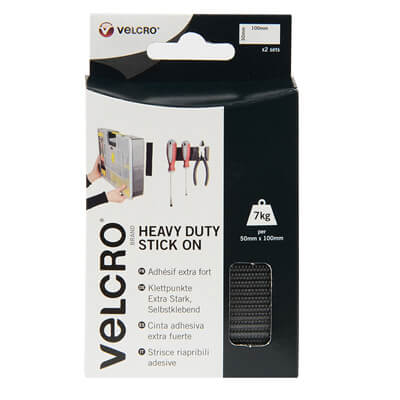 VELCRO Brand Heavy Duty Stick On 50mm x 100mm - Black