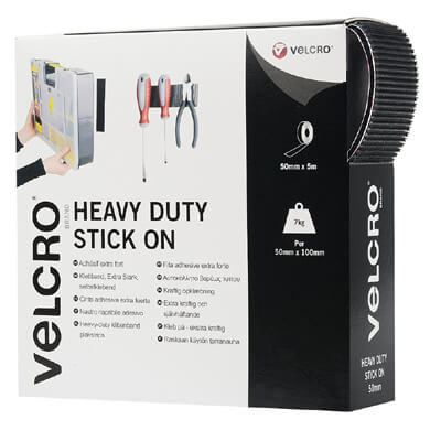 VELCRO Brand ULTRAMATE Heavy Duty Stick On 50mm x 5m Black