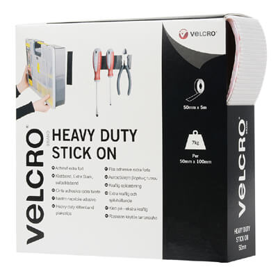 VELCRO Brand ULTRAMATE Heavy Duty Stick On 50mm x 5m White