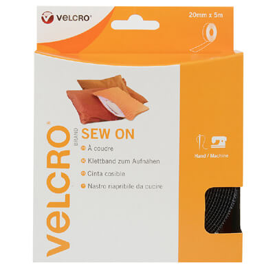 VELCRO Brand Sew On Tape 20mm x 5m Black