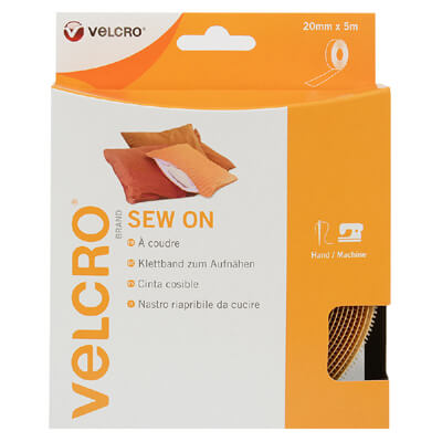 VELCRO Brand Sew On Tape 20mm x 5m Beige