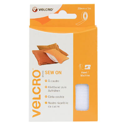 VELCRO Brand Sew On Tape 20mm x 1m White
