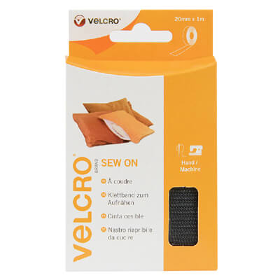 VELCRO Brand Sew On Tape 20mm x 1m Black