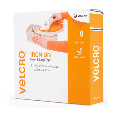VELCRO Brand Iron On Fabric Tape 20mm x 10m White