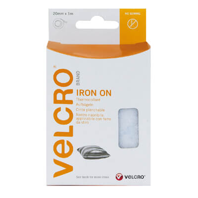 VELCRO Brand Iron On Fabric Tape 20mm x 1m White