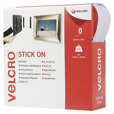 VELCRO Brand Stick On 20mm x 10m Tape - White
