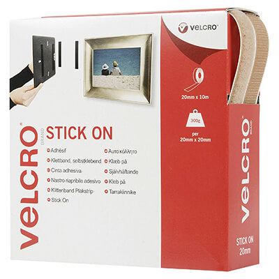 VELCRO Brand Stick On 20mm x 10m Tape - Beige