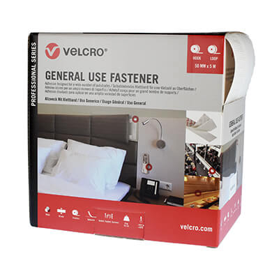 VELCRO Brand Stick On 50mm x 5m Tape - White