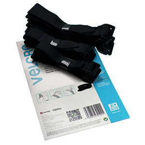VELCRO Brand All-Purpose Reusable Ring Straps Black 3 Size Assortment 12 Pack