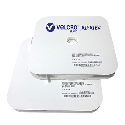 Alfatex® Brand 20mm White Self Adhesive Hook & Loop 25m Rolls