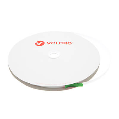 10mm VELCRO Brand White PS18 Acrylic Self Adhesive - Hook 25m Roll