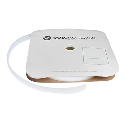 VELCRO® Brand Basics 20mm White Sew-On LOOP 25m Roll