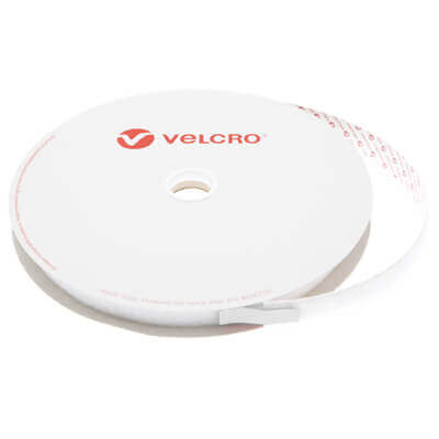 20mm White VELCRO Brand Loop Tape with PS30 Self Adhesive - 25m Roll