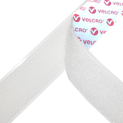 25mm Wide White VELCRO® Brand Sew On Fastener Per Metre