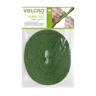 VELCRO® GARDEN PLANT TIE DOUBLE SIDED ADJUSTABLE STRAPPING 12mm x 2m HOOK & LOOP 