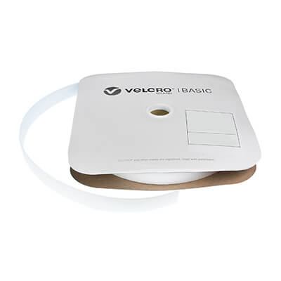 VELCRO® Brand Basic 25mm White Sew-On HOOK 25m Roll