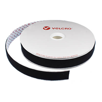 20mm VELCRO® Brand PS30 Velour Black Extra Thin Stick On LOOP