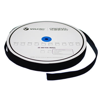 25mm VELCRO® Brand Un-Napped ECO Sew-on Loop 25m Black