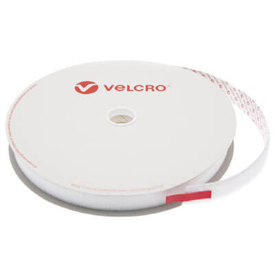 25mm Self Adhesive VELCRO Brand PS14 Loop Tape White 25m Roll