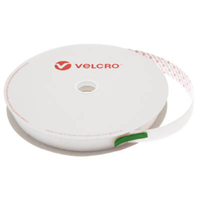 25mm White Stick-On Hook with VELCRO Band PS18 Acrylic Adhesive