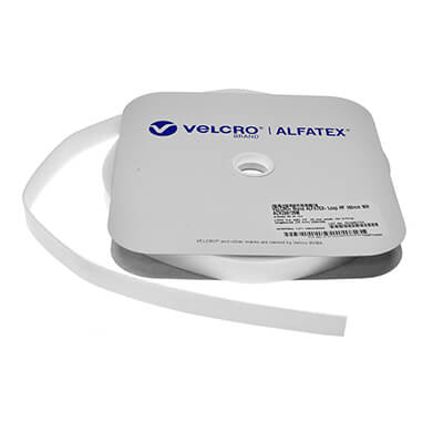 25mm Iron-on VELCRO® Brand Alfatex® LOOP 25m Roll - White