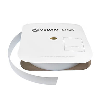 VELCRO Brand Basic 38mm White Sew-On HOOK 25m Roll