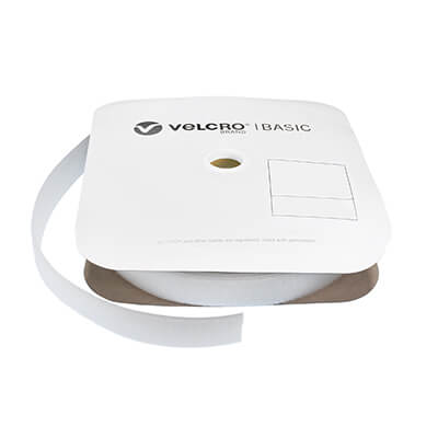 VELCRO Brand Basic 38mm White Sew-On LOOP 25m Roll