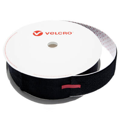 Image of 100mm VELCRO Brand Black PS14 Self Adhesive - Loop 25m Roll