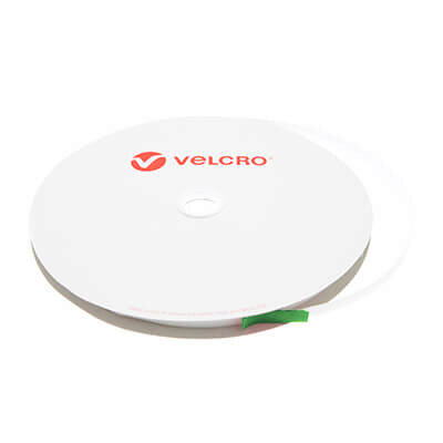 Image of 10mm VELCRO Brand White PS18 Acrylic Self Adhesive - Hook 25m Roll