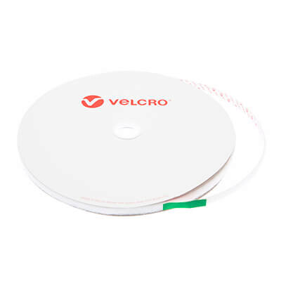 Image of 10mm VELCRO Brand White PS18 Acrylic Self Adhesive - Loop 25m Roll