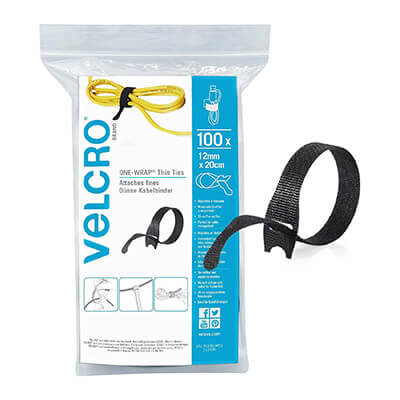 Image of VELCRO Brand Reusable Cable Ties Pack of 100