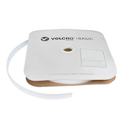 VELCRO Brand Basic 20mm White Sew-On HOOK 25m Roll