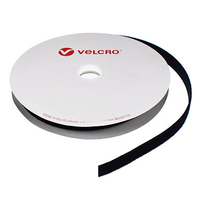 Image of 20mm VELCRO Brand Low Profile Velour Sew-on Loop 25m Roll - Black