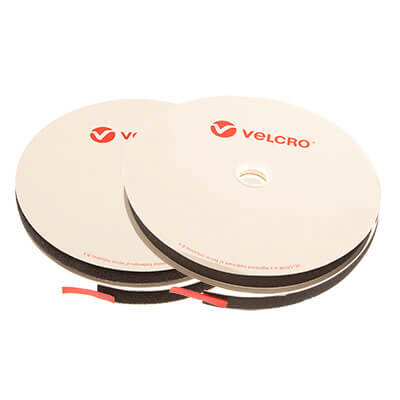 Image of VELCRO Brand 20mm Black Self Adhesive Hook & Loop 25m Rolls