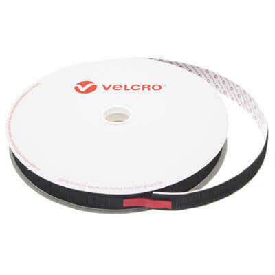 25mm VELCRO Brand Black PS14 Self Adhesive - Hook 25m Roll