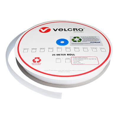 Image of 25mm VELCRO Brand ECO Recycled Content Sew-on LOOP 03P - White