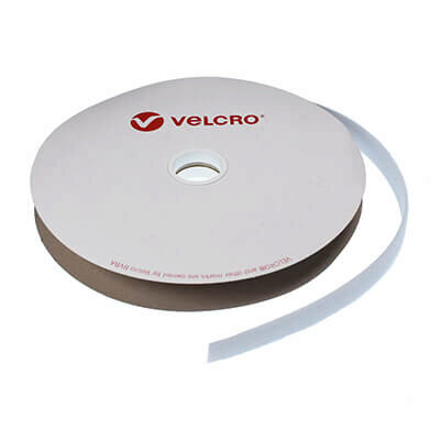 Image of 25mm VELCRO Brand Low Profile Velour Sew-on Loop 25m Roll - White