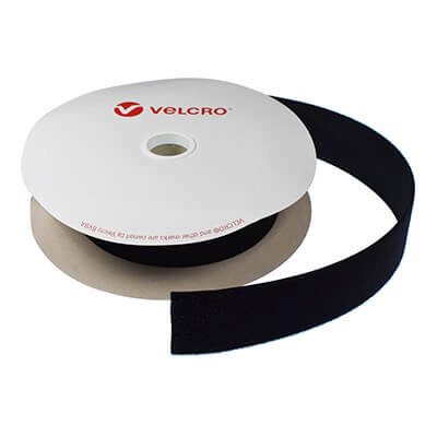 Image of 50mm VELCRO Brand Low Profile Velour Sew-on Loop 25m Roll - Black