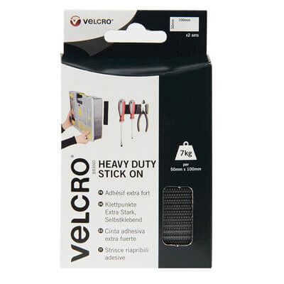 Image of VELCRO Brand Heavy Duty Stick On 50mm x 100mm - Black