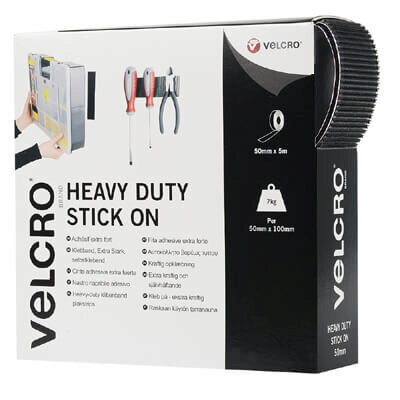 Image of VELCRO Brand ULTRAMATE Heavy Duty Stick On 50mm x 5m Black