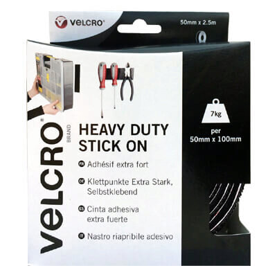 Image of VELCRO Brand Heavy Duty Stick On Tape 50mm x 2.5m Black