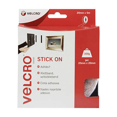 Image of VELCRO Brand Stick On 20mm x 5m Tape - White
