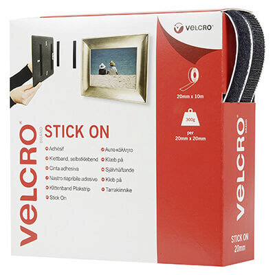 Image of VELCRO Brand Stick On 20mm x 10m Tape - Black