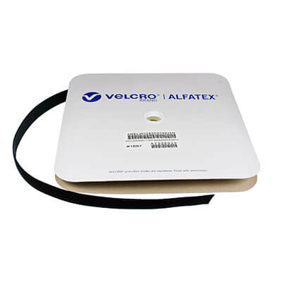 Image of VELCRO Brand Alfatex Woven Lycra Elastic Hook 25mm x 25m Roll - Black